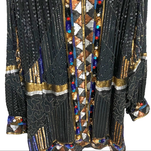 Art Deco Sequin Caftan Kimono Coat - Picture 9 of 16